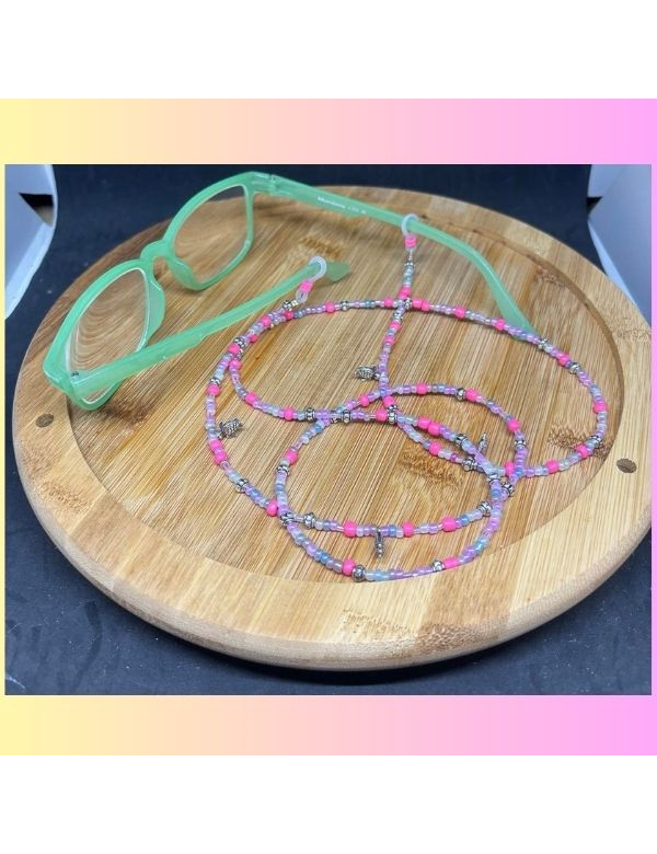 brillenkoordje, roze met schildpadjes