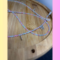 brillenkoordje zacht turquoise blauw met roze