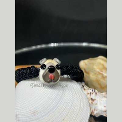 Handmade armband met lampwork Bulldog