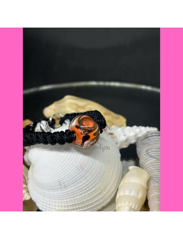 Handmade armband met oranje bruine lampworkkraal