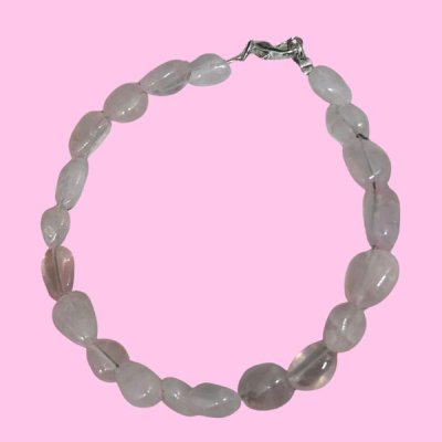 rozenkwarts natuurstenen armbandje handmade