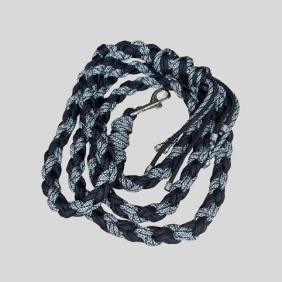 Zwart/gemêleerde handgeknoopte hondenlijn