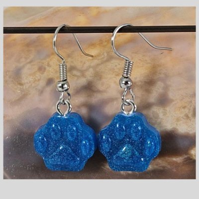 oorbellen pootafdruk blauw