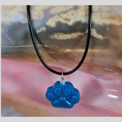 leren koordje met blauwe pootafdruk