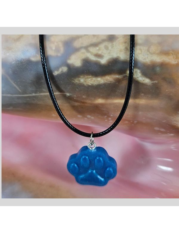 leren koordje met blauwe pootafdruk