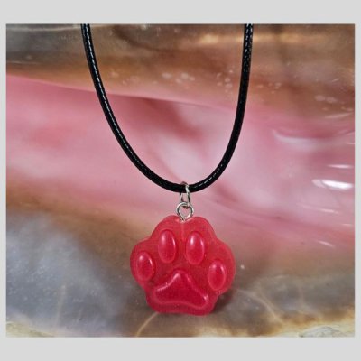 leren koordje met roze pootafdruk