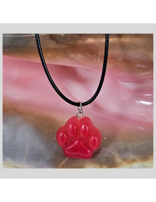 leren koordje met roze pootafdruk